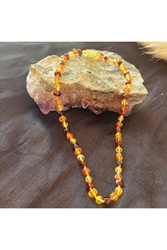 Doğal Taş KEHRİBAR KOLYE