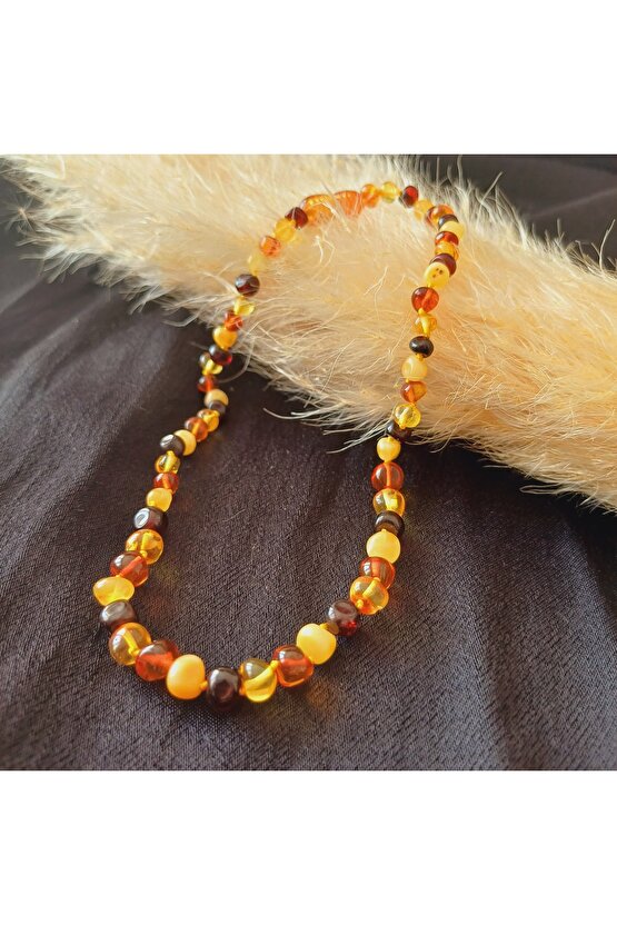 Doğal Taş KEHRİBAR KOLYE