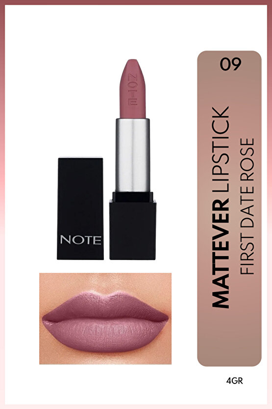 Mattever Lipstick Yarı Mat Saten Bitişli Ruj 09 First Date Rose - Pembe Nude