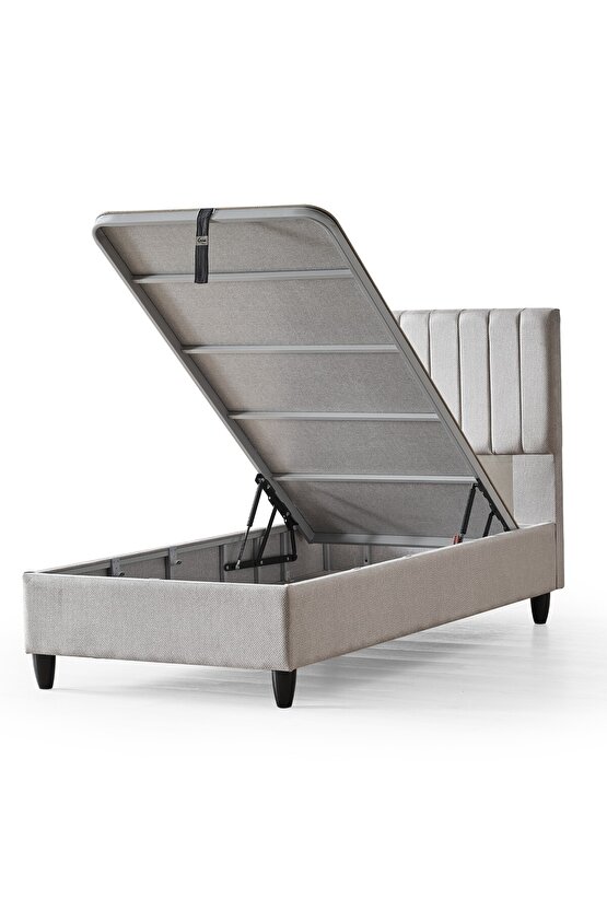 Manolya Serisi Tek Kişilik Sandıklı Baza ve Başlık + Full Ortopedik Paket Yaylı Yatak Takımı 3 lü Se