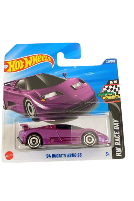 Case L 2025 94 Bugatti EB110 SS Short Card Purple HW Race Day 1:64 Diecast Araba