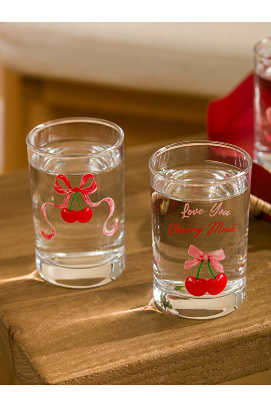 LCW HOME Karişik Kiraz Baskılı Cam Su Bardağı Seti 4lü 125 ml