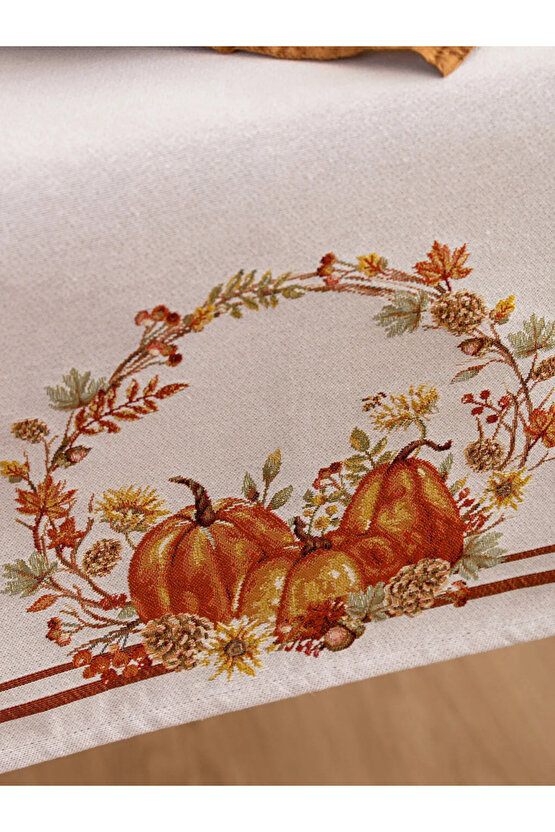 Bal Kabağı Desenli Runner 45x120 cm