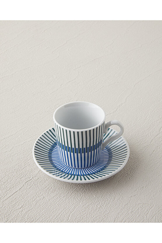 Edwin Porselen 4 Parça 2 Kişilik Kahve Fincan Takımı Mavi-Yeşil