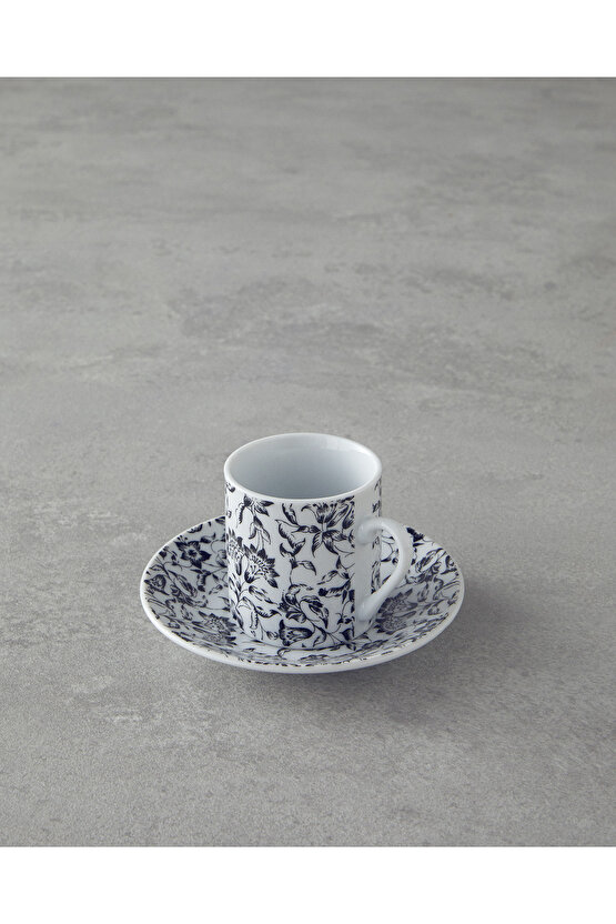 Peggy Porselen 4 Parça 2 Kişilik Kahve Fincan Takımı Siyah