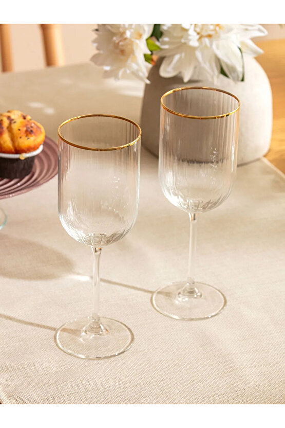 LCW HOME Renksiz Cam Ayaklı Su Bardağı Seti 2li 410 Ml