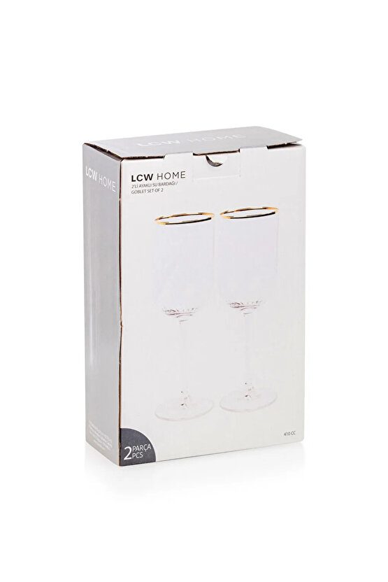LCW HOME Renksiz Cam Ayaklı Su Bardağı Seti 2li 410 Ml