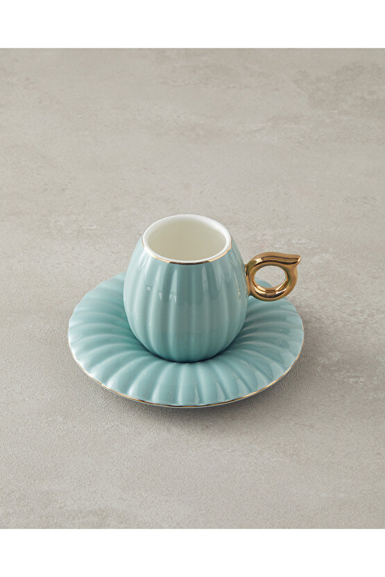 Polka New Bone China Kahve Fincan Takımı 4 Parça 2 Kişilik Mint