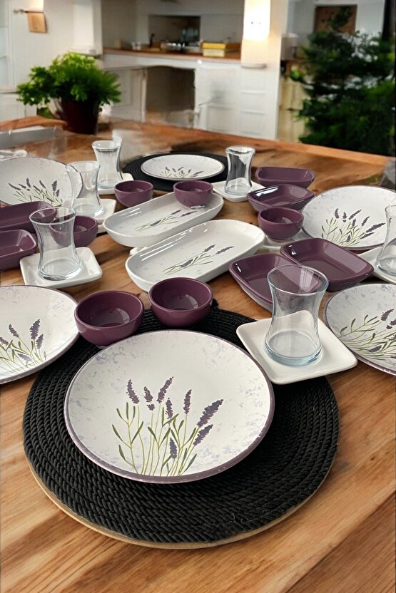 Lavanta 32 Parça 6 Kişilik Kahvaltı Takımı