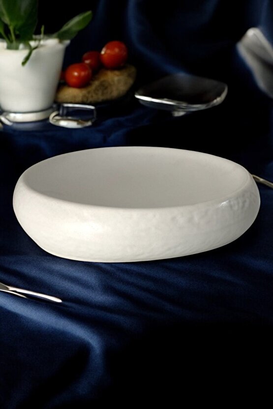 Plume Porselen 25cm Düz Servis Sunum Tabağı