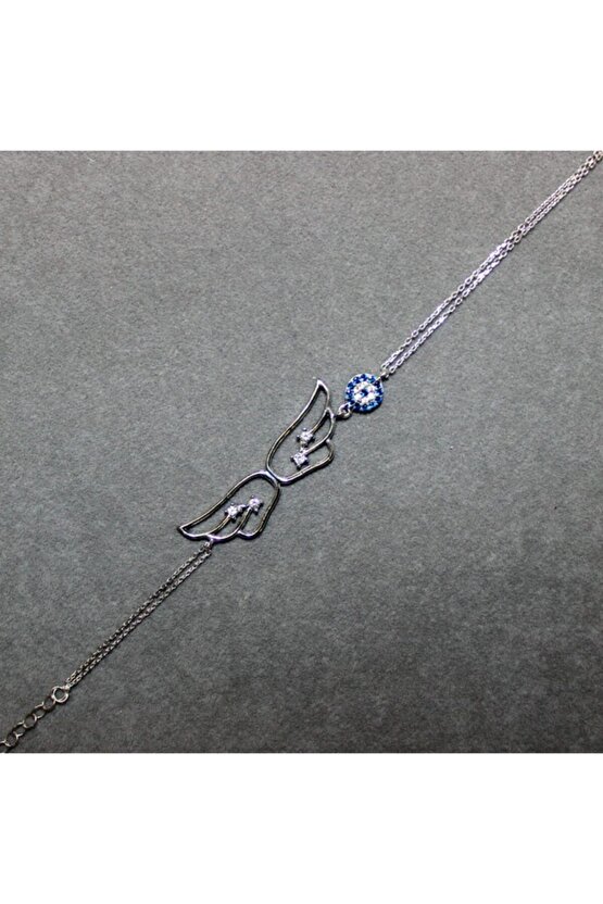 Kadın Beyaz Taşlı Melek Kanadı Bileklik