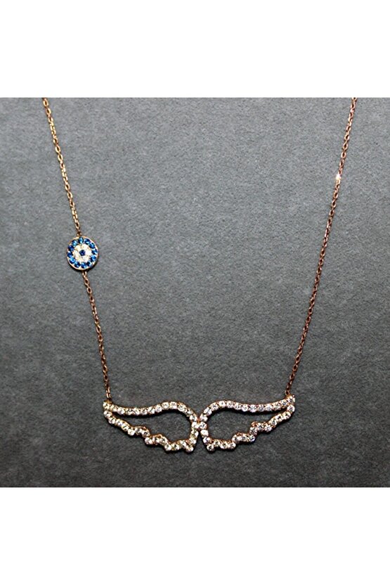 Taşlı Büyük Melek Kanadı Kolye