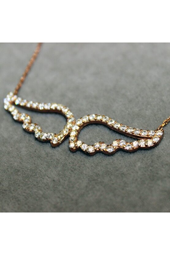 Taşlı Büyük Melek Kanadı Kolye