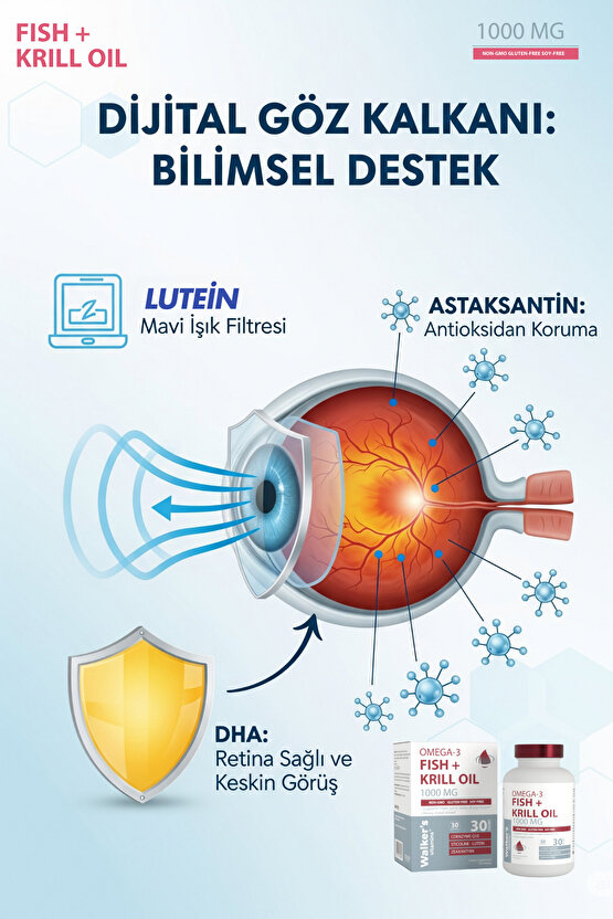 Krill Oil Omega 3 Sitikolin Lutein Q10 içeren Vitamin