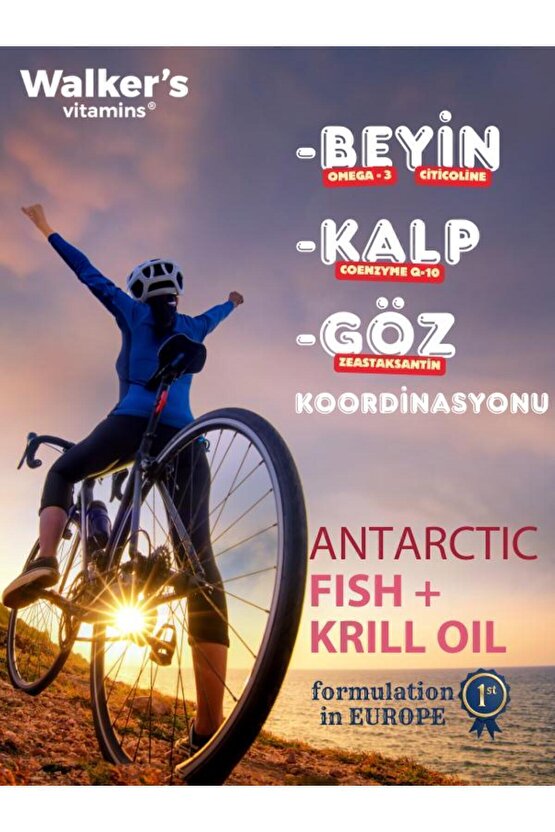 Krill Oil Omega 3 Sitikolin Lutein Q10 içeren Vitamin