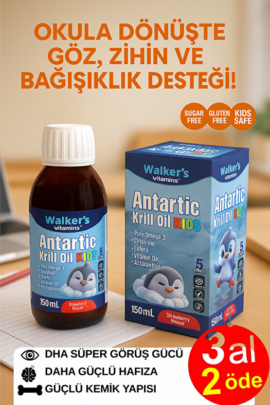 Omega 3- Krill Oil Balık Yağı, Odaklanma , Büyüme, Omega 3 ,Sitikolin Epa, Dha, içeren çocuk şurubu