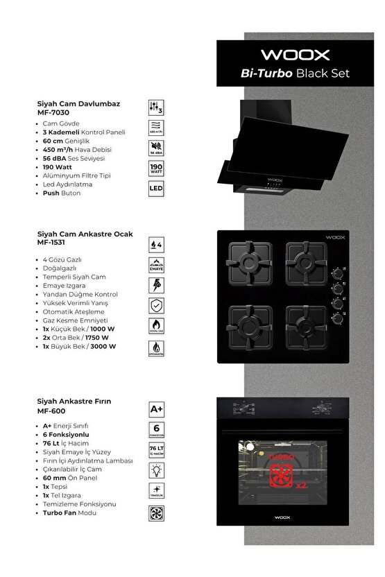 ANKASTRE 3LÜ SET SİYAH