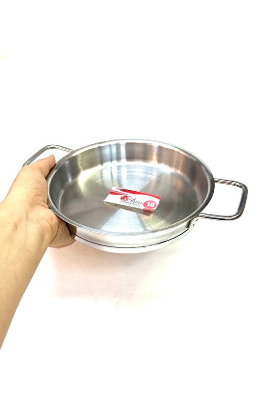 Paslanmaz Çelik Yapıştırmaz Kalın Taban Dik Yumurta Sahanı 18 Cm