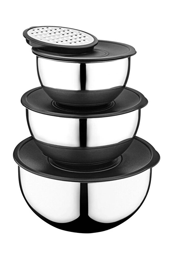 Rendeli Karıştırma Kabı 9 Parça 1810 Paslanmaz Çelik