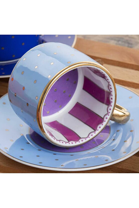 Kosava 6 Kişilik Porselen Kahve Fincan Takımıelite (renkli-noktalı)