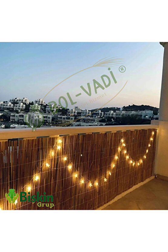 80 CM X 3 Metre Bamvu Kamış Hasır Çit, Misina İpli Bahçe Ve Balkon Dekorasyonu, Gölgelik Reedfence