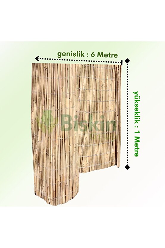 1Metre x 6Metre Eber Gölünden Bambu Kamış Hasır Çit, Gölgelik Bahçe ve Balkon Çiti Reed Fence