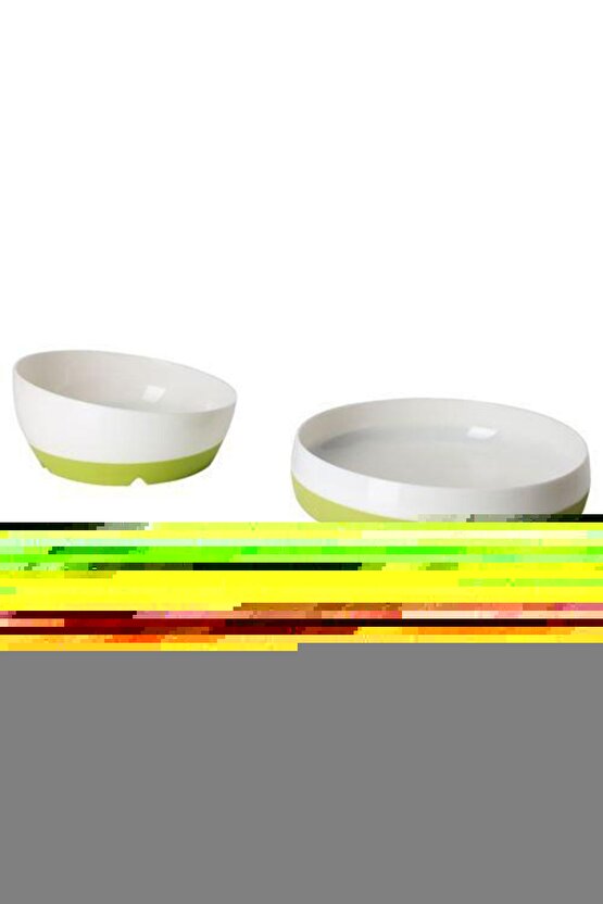 Smaglı Tabak Ve Kase, Yeşil-beyaz