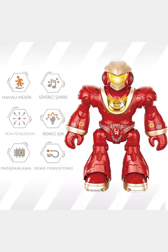 Uzaktan Kumandalı Full Fonksiyon Işıklı Ve Sesli Dansçı İnteraktif Pilli Robot 25 cm +3 Yaş