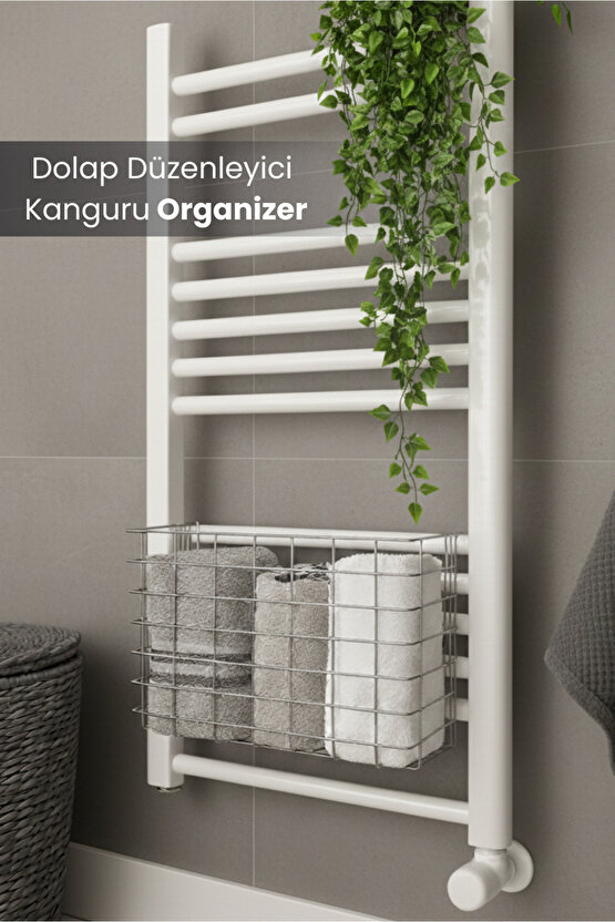 Asılabilir Havlupan Düzenleyici Banyo Havluluk Kurutma Sepeti Tuvalet Kağıdı Organizeri Krom