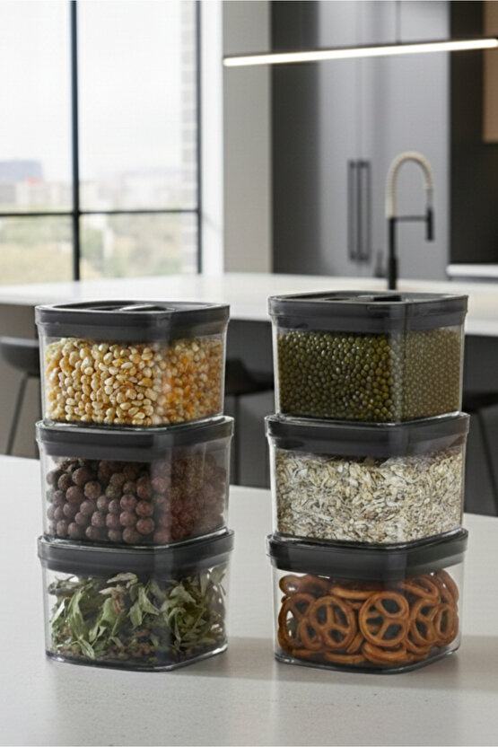 6lı Locko Kilitli Sızdırmaz Saklama Kabı Vakumlu Erzak Kabı 0,7 L