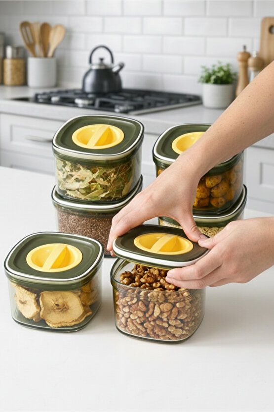 6lı Locko Kilitli Sızdırmaz Saklama Kabı Vakumlu Erzak Kabı 0,7 L