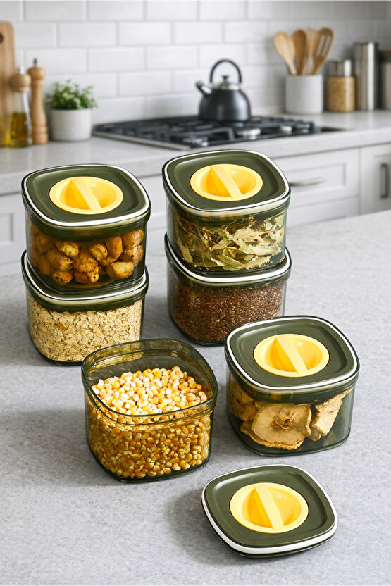 6lı Locko Kilitli Sızdırmaz Saklama Kabı Vakumlu Erzak Kabı 0,7 L