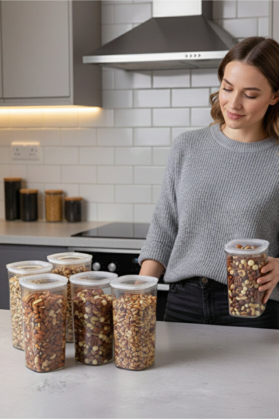 6lı Clario Sızdırmaz Saklama Kabı Vakumlu Erzak Kabı 2L