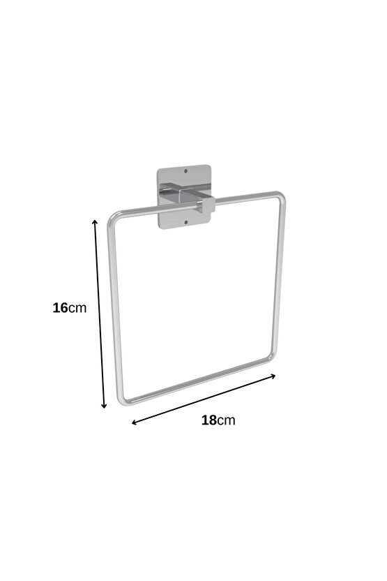 Yapışkanlı Metal Gümüş Havluluk Kare Banyo Pratik Havluluk