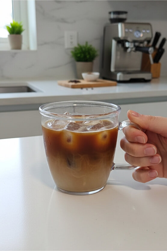 6lı Şeffaf Mika Kulplu Bardak Seti Mika Bardak Seti