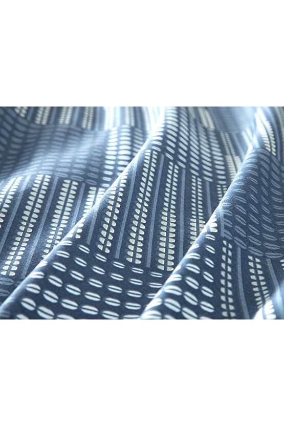 Dotted Check Pamuklu Çift Kişilik Nevresım Setı 200x220 Cm Lacivert