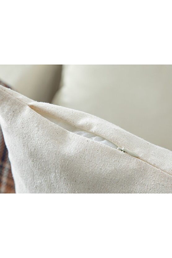 Roche Punch Nakışlı Kırlent Kılıfı 45x45 Cm Naturel