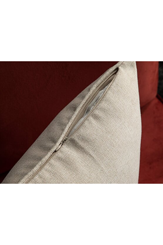 Bioni Punch Nakışlı Kırlent Kılıfı 45x45 Cm Naturel