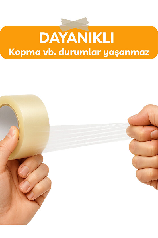 6cm x 100 metre Koli Bandı 6lı Dayanıklı Kaliteli Yapıştırma Şeffaf Güçlü Yapıştırma Ev Ofis Bantı