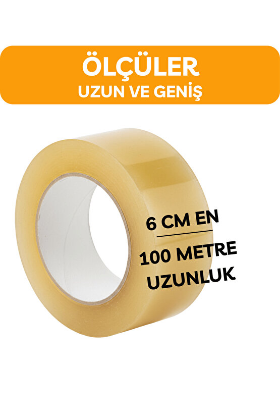 6cm x 100 metre Koli Bandı 6lı Dayanıklı Kaliteli Yapıştırma Şeffaf Güçlü Yapıştırma Ev Ofis Bantı