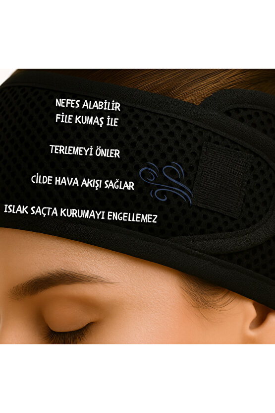 Fileli Saç Bandı 2li Set Makyaj Uygulama Cırtlı Hava Alabilir Cilt Bakım Yoga Spa Ter Sporcu Bandana