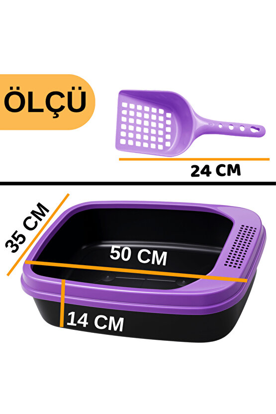 Kedi Tuvaleti Kürek Hediyeli Kedi Köpek Eğitim Tuvaleti Büyük Boy Tuvalet Kabı Mor Kedi Tuvalet Seti