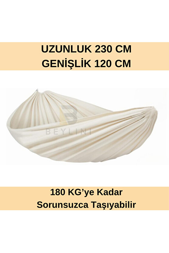 BEYLİNİ Pamuk Kamp Hamağı 180KG Taşıyabilir Çift Halat Dayanıklı Taşınabilir Çantalı Hamak 230CM