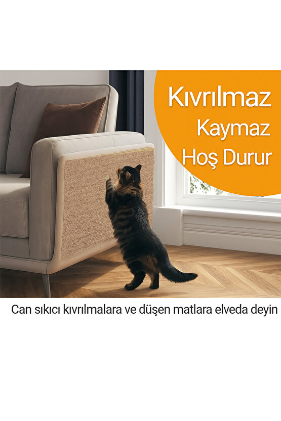 Kedi Tırmalama Halısı Yapışkanlı Her Yüzeye Uygulanabilir Kesilebilir Mobilya Koruyucu Mat (40X50)