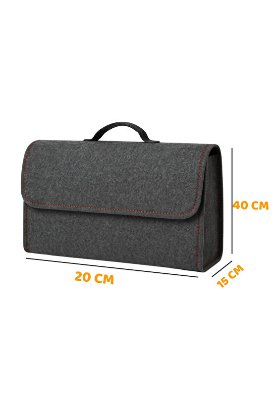 Beylini Premium Keçe Araç Bagaj Organizeri Suya Dayanıklı Pratik Taşınabilir Katlanabilir Gri