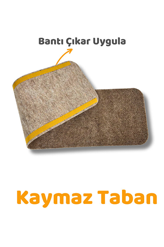 Merdiven Halısı Basamak Halısı Keçe Kaymaz Taban Yapışkanlı Halıfleks Devetüyü 1li 20x75 Cm
