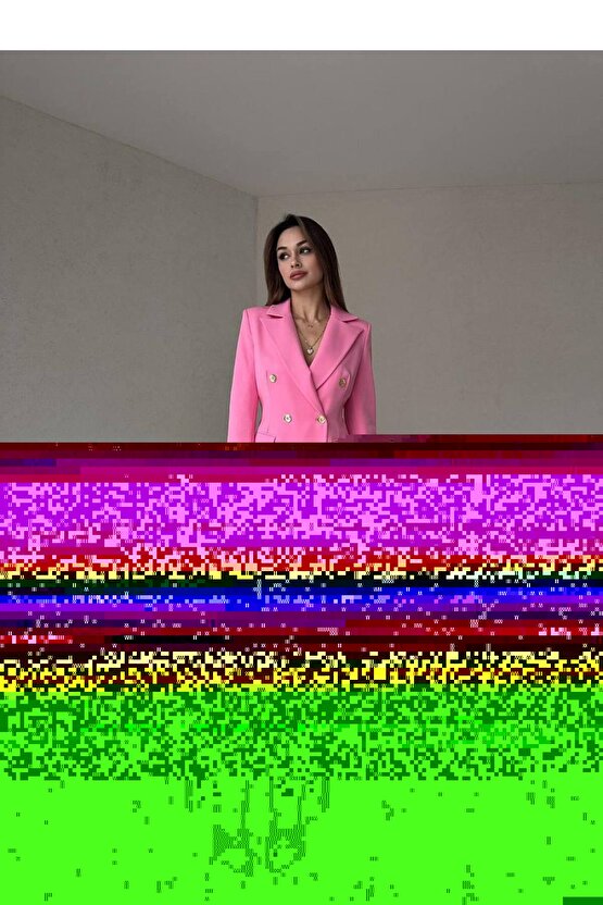 Kadın Çift Düğme Atlas Kumaş Ceket