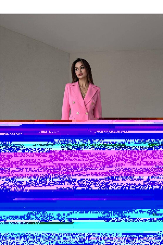 Kadın Çift Düğme Atlas Kumaş Ceket