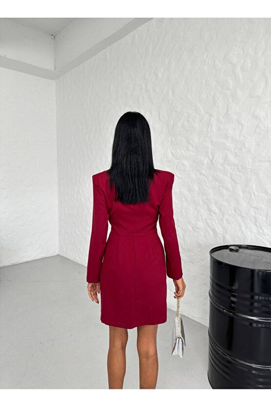 Kadın Gömlek Yaka Yırtmaçlı Çizgi Desen Atlas Kumaş Mini Elbise