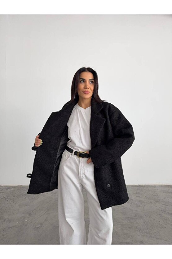 Kadın Buklet Kumaş Kısa Kaban